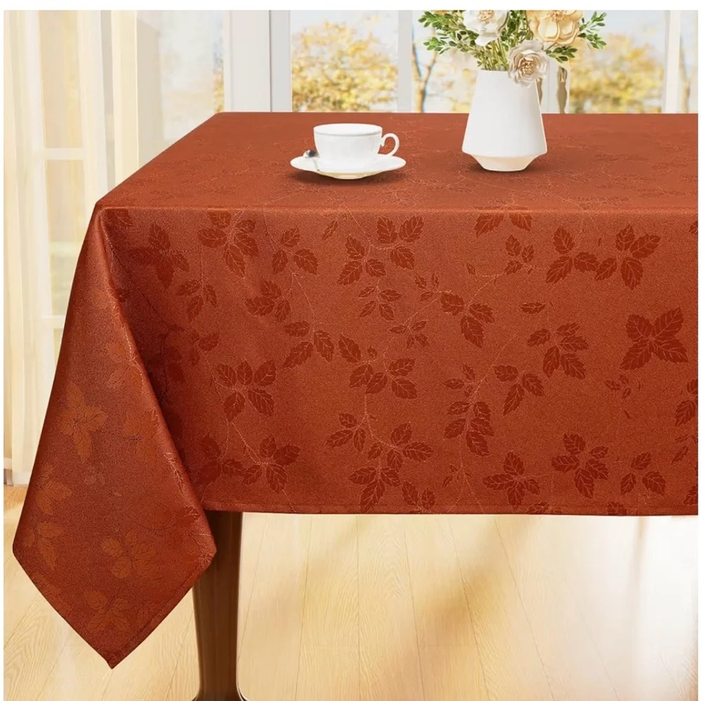 Elegant‎ Rust/Burnt orange  Tablecloth with Leaf Pattern Size 60 x 120 NEW